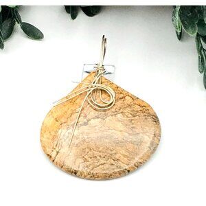 Vintage Jasper Stone Pendant With Gold Wire Wrap Design